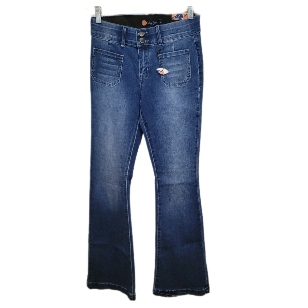 Indigo Poppy Women's Tummy Control Slim Bootcut Jeans